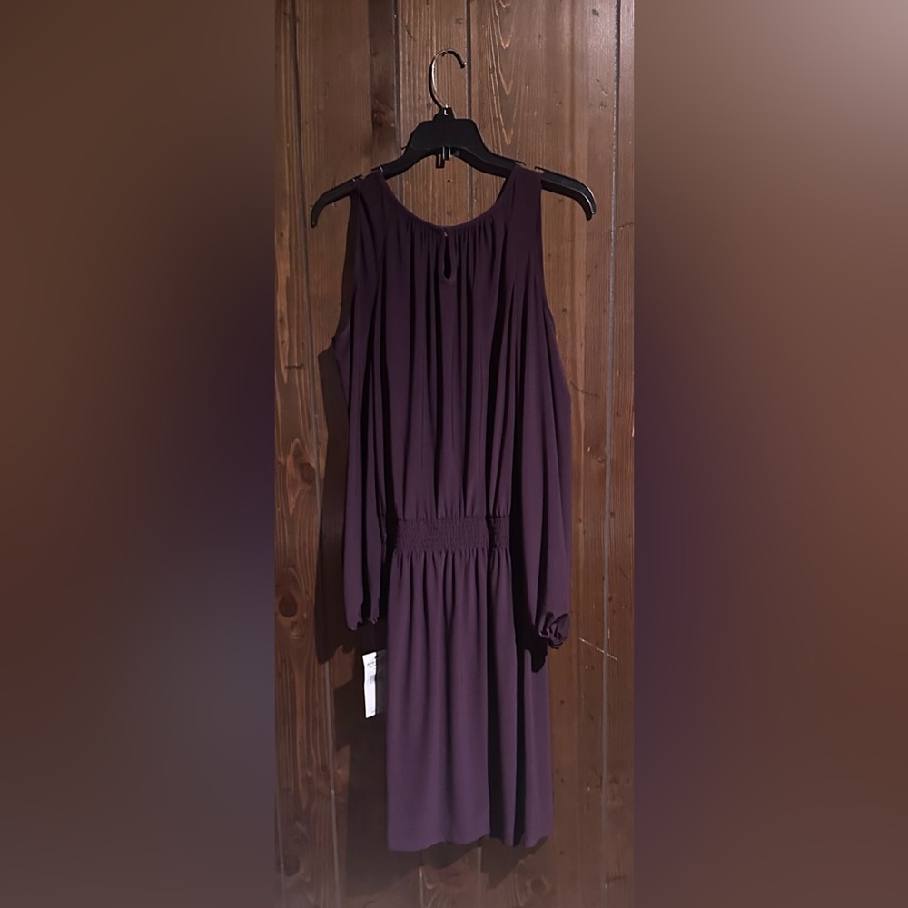American Living plum cold shoulder dress.